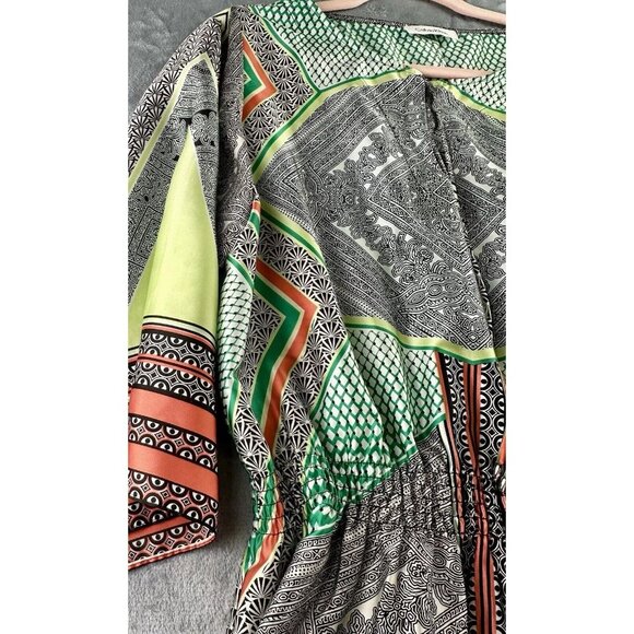 Calvin Klein Kimono Sleeve Blouse Women’s PTP 21.5" Multi Poly Tie Boho Flowy - Picture 12 of 14